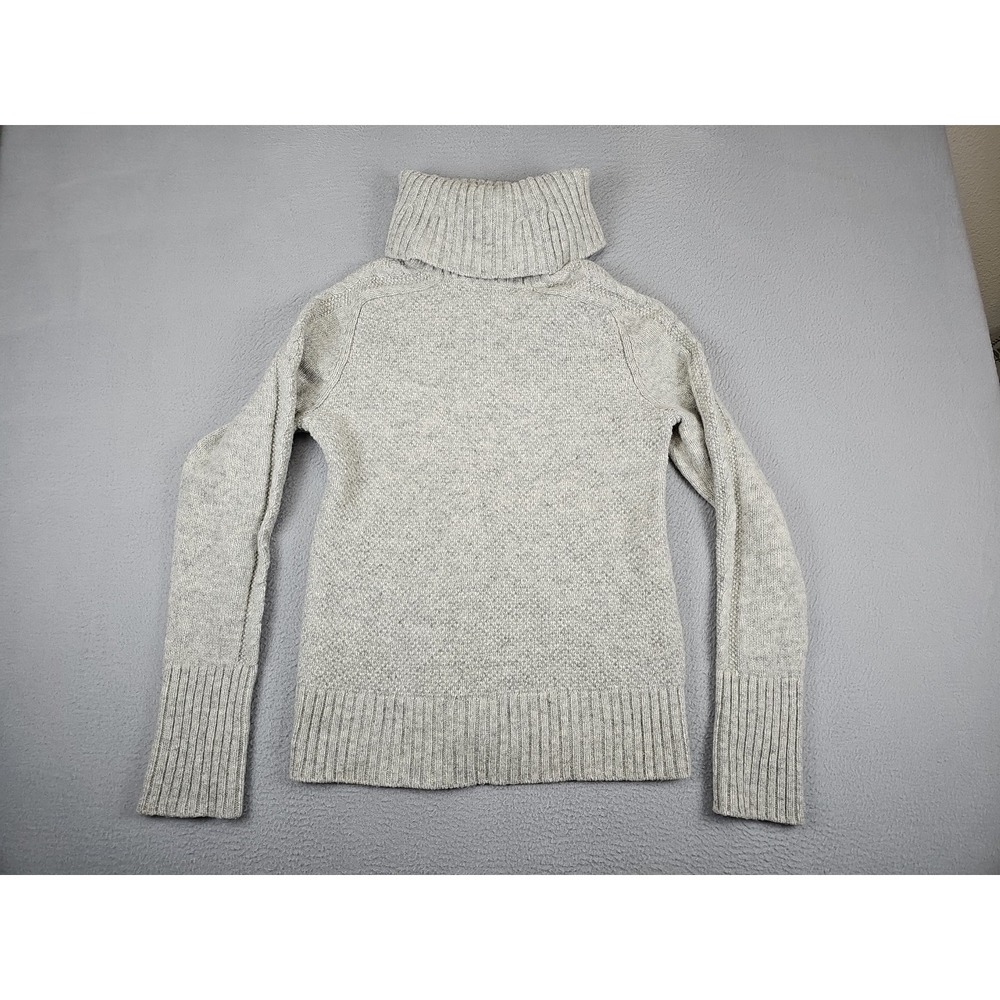 Gap Icon Cable Knit Sweater Women's Small Gray Lambs Wool Blend Turtleneck - Picture 8 of 10